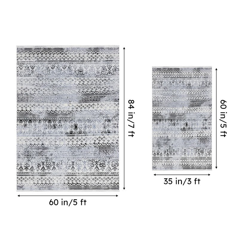 Karta Non-Anti Skid Nylon Dhurries - Grey & Black media 6