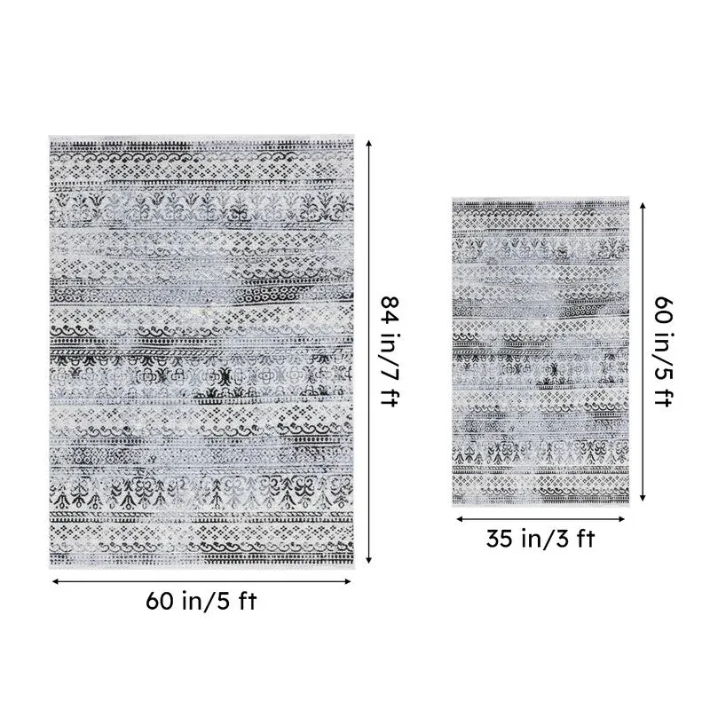 Karta Non-Anti Skid Nylon Dhurries - Grey & Black media 6