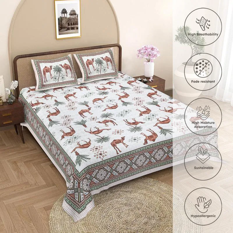 Anika Cotton Bedsheet (Brown, Grey,White) - 180 TC media 3