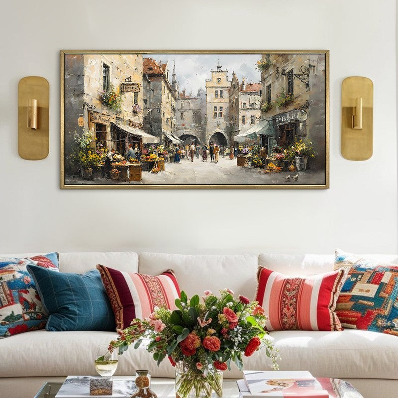 Townscape Canvas Wall Painting With Frame