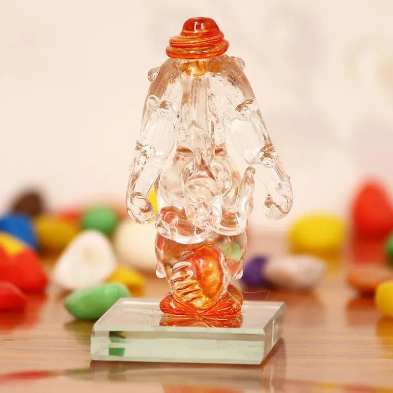 Crystal Ganesha Showpiece - Orange media 4