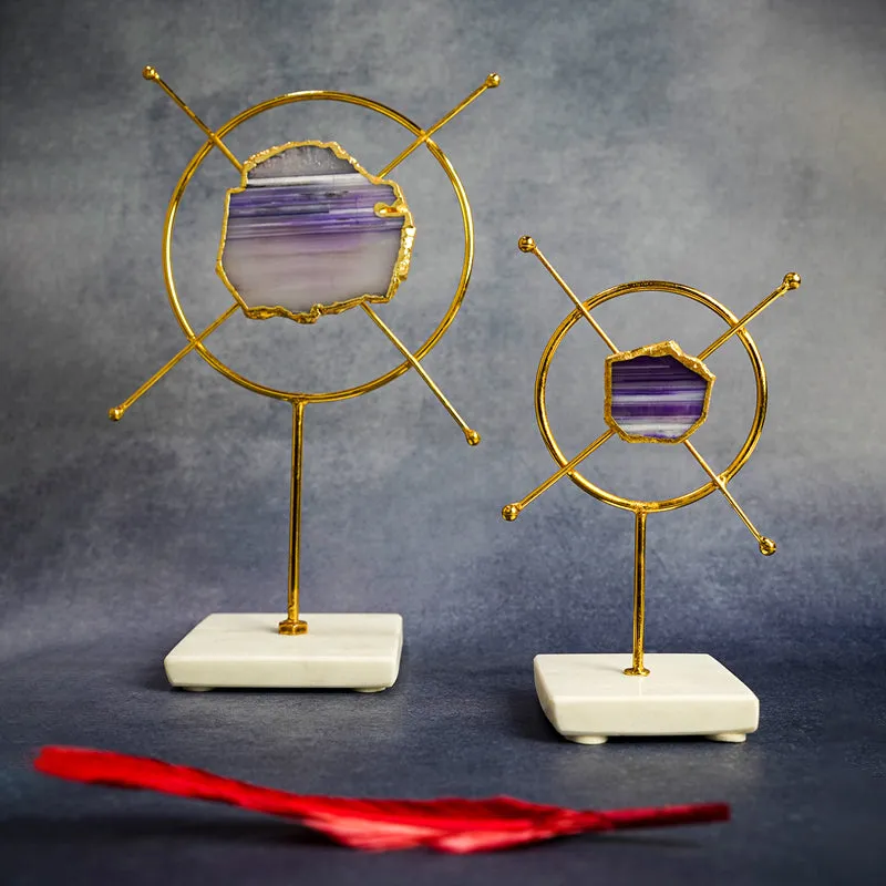 Auralith Ray Handcrafted Agate Showpiece - Set Of Two media 3