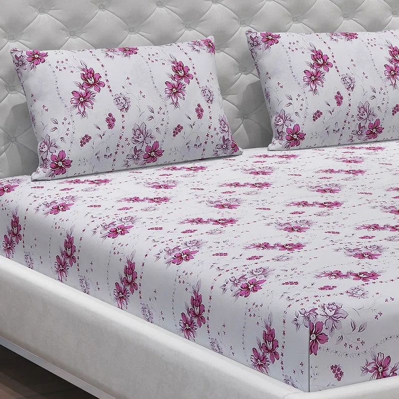 Monte Carlo Petal Matrix Cotton Bedsheet (White,Pink) - 104 TC media 5