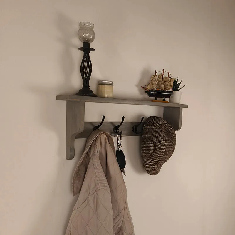 Virasat Wooden Wall Shelf Organiser with Key Holders media 4
