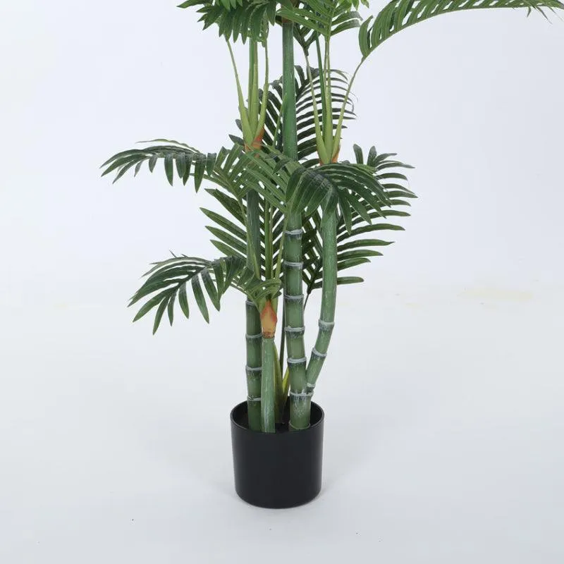 Faux Tropic Cane Palm With Black Plastic Pot - 4.27 ft media 4