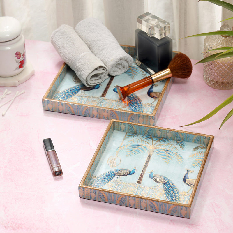 Mayura Neela Square Serving Tray - Set Of Two media 5