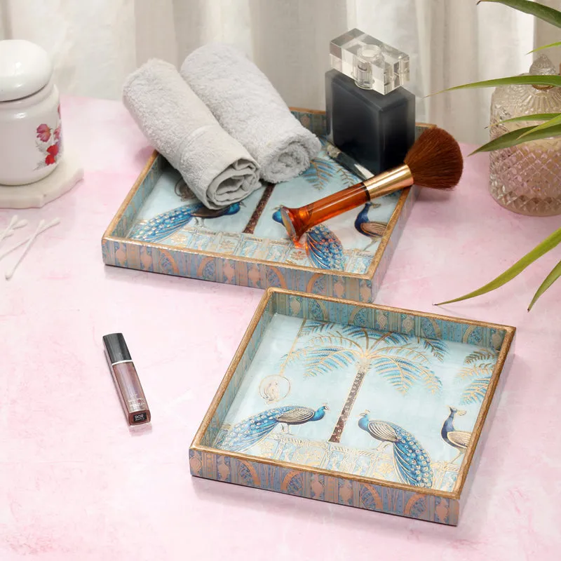 Mayura Neela Square Serving Tray - Set Of Two media 5
