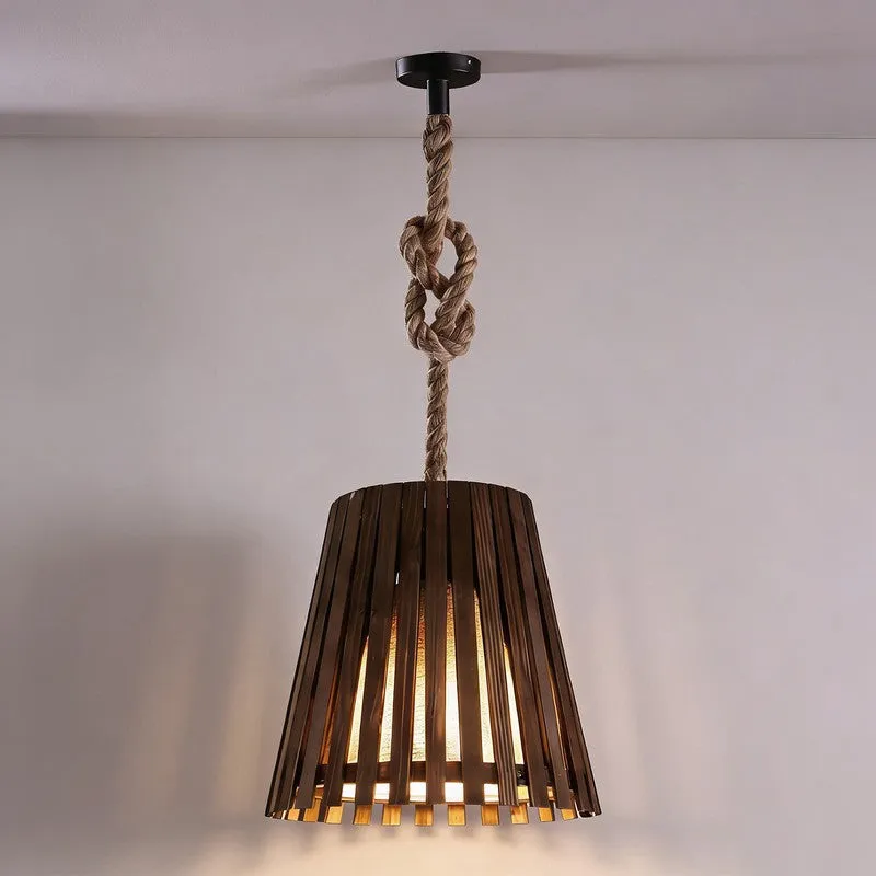 ConicalCage Wooden Ceiling Lamp - Brown media 6