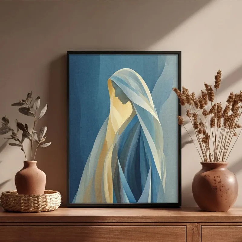 Holy Mary In Serene Devotion Archival Paper Wall Painting With Black Frame media 4