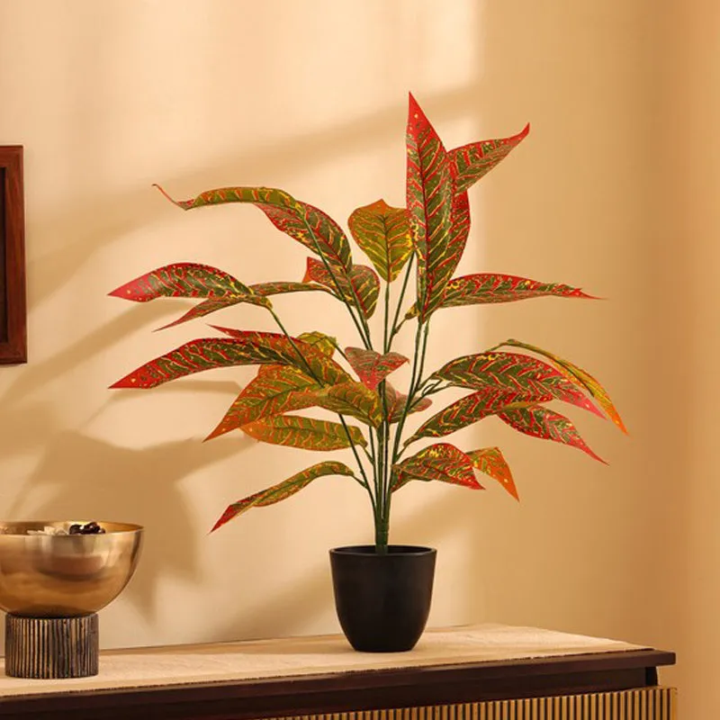Artificial Decorative Croton Plant With Pot - 2 ft media 2