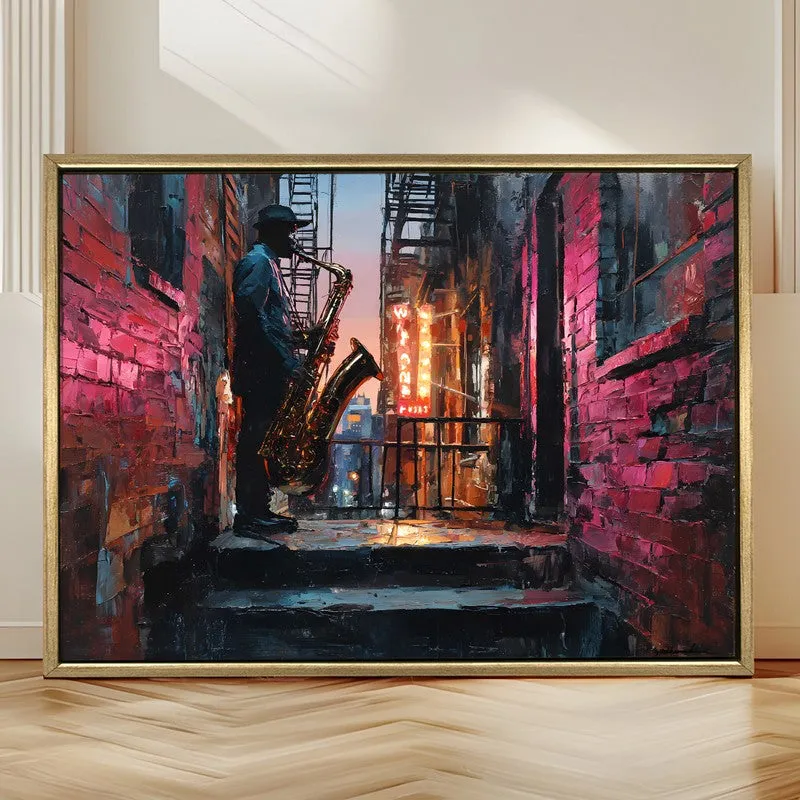 Alley Blues Canvas Wall Painting With Frame media 4