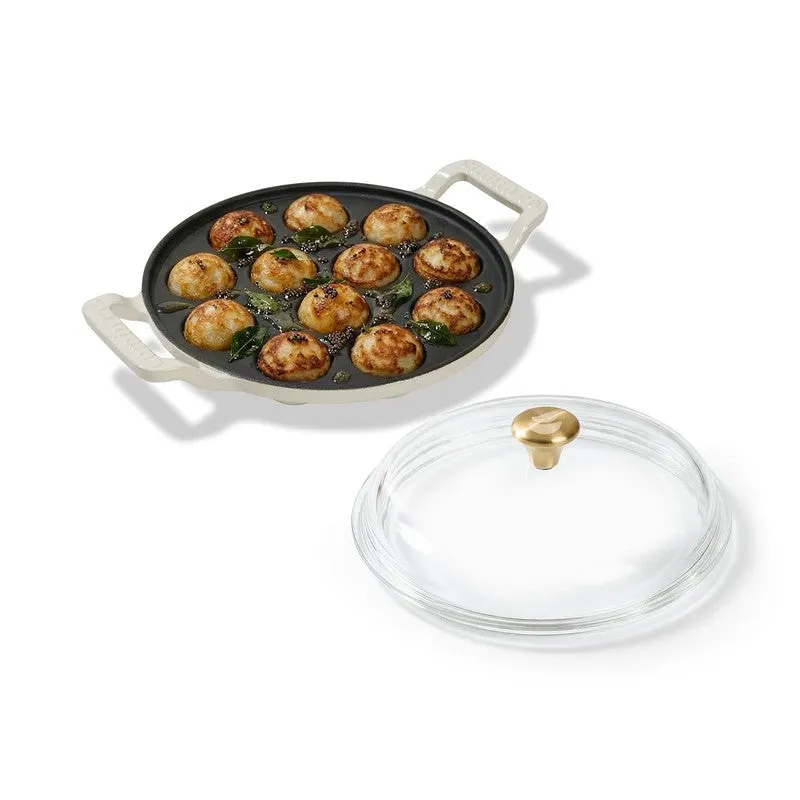 Cumin Co Enamel Cast Iron Paniyaram Pan - White - 4