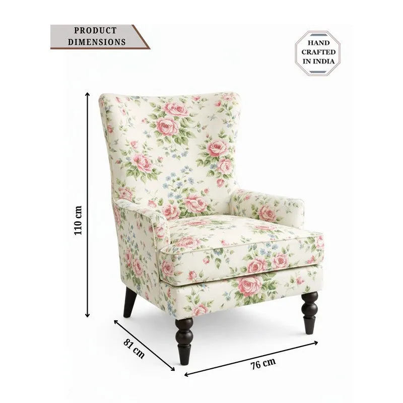 Heritage Blossom Teak Wood & Velvet Upholstered Lounge Chair media 8