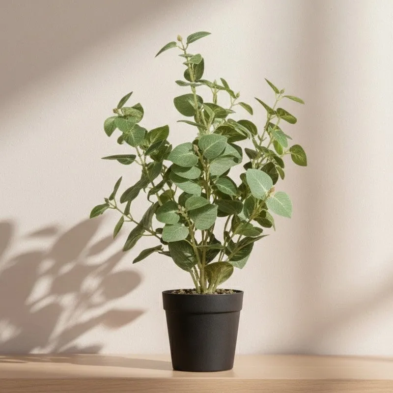 Artificial Potho Plant With Black Fiber Pot (Green) - 1 Feet media 5