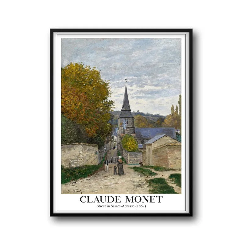 Street In Sainte Adresse Archival Canvas Wall Painting - Black Frame media 5