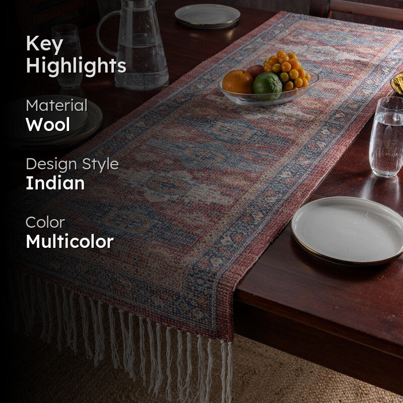 Taleska Handwoven & Printed Wool Table Runner media 2