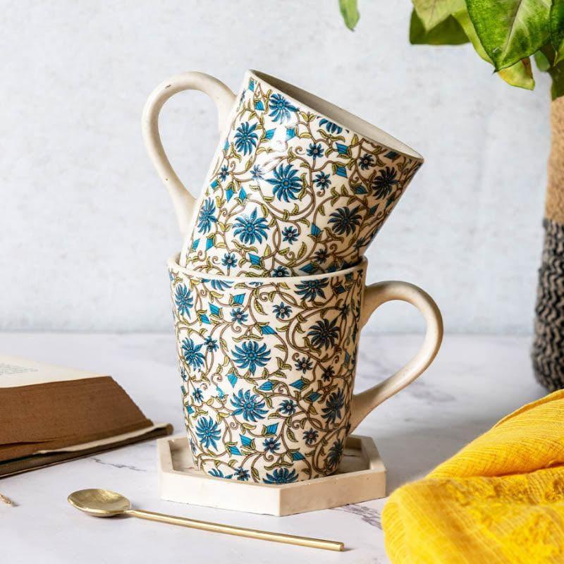Jahanara Ceramic Coffee Mug (270 mL Each) - Set of Two