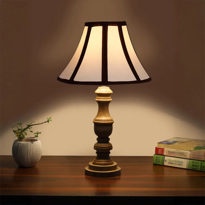 Stripra Carve Wooden Table Lamp - White,Black,Brown media 1