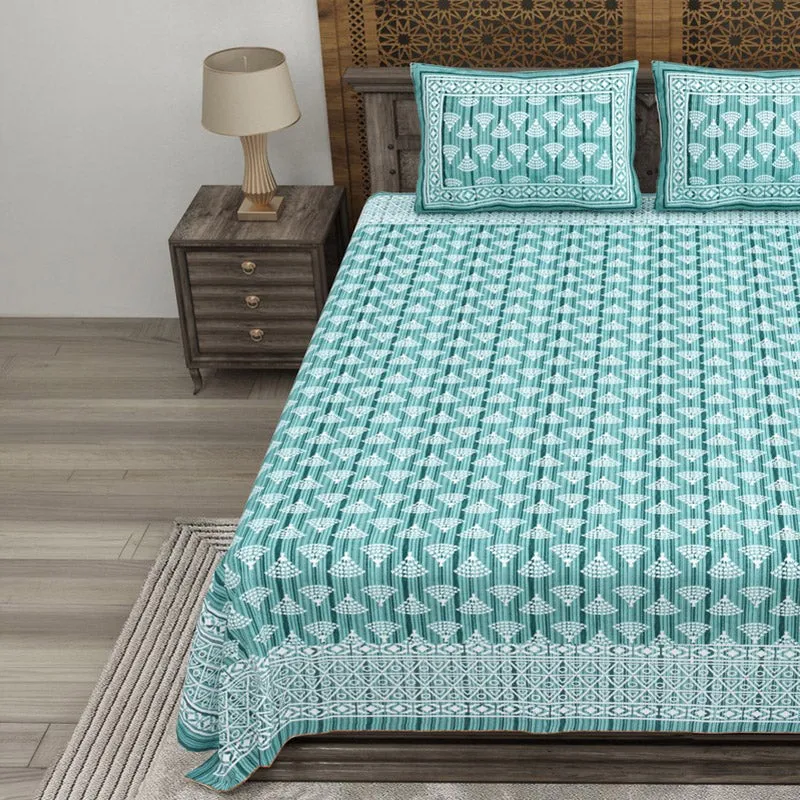 Craftis Cotton Bedsheet (Green,White) - 240 TC media 3