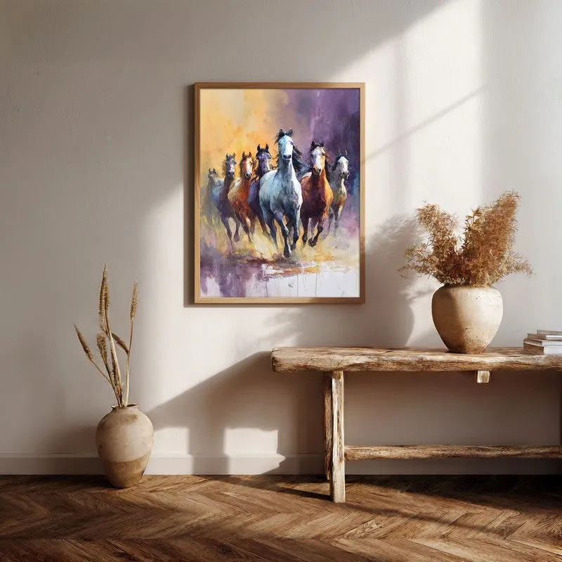 Untethered Horse Wall Painting With Brown Frame media 7