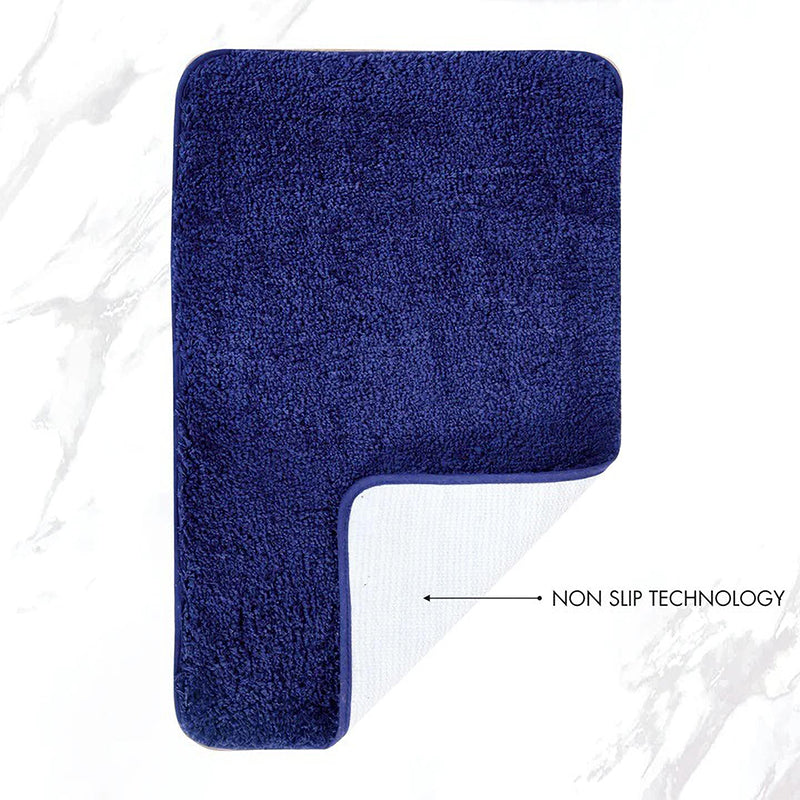 Helen Anti Skid Bath Mat & Contour Mat (Blue) - Set of Two media 5