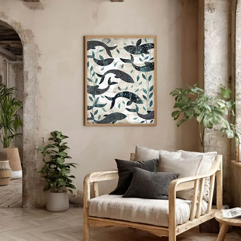 Samudra Canvas Wall Painting With Brown Frame media 8