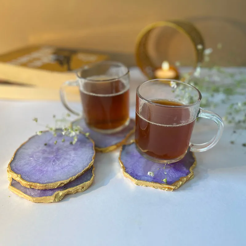 Celeste Handcrafted Crystal Agate Coaster (Purple) - Set Of Four media 3