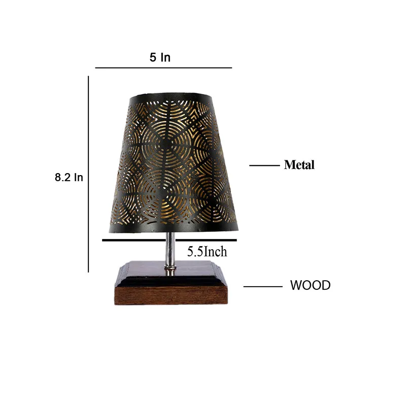 Niksha Etched Metal Table Lamp - Black,Brown media 4