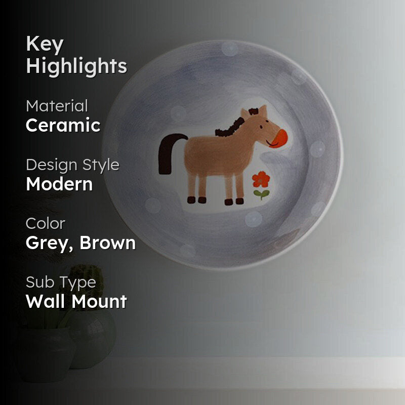Quirky Farm Handpainted Wall Plate - Horse media 2