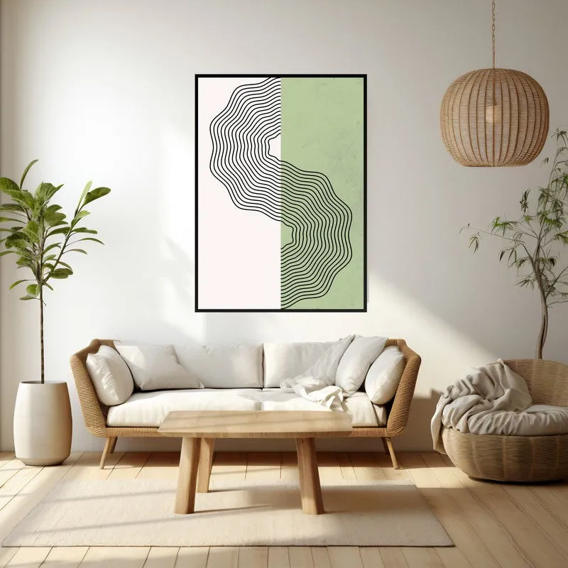 Ondas Green Wall Art - Black Frame media 3