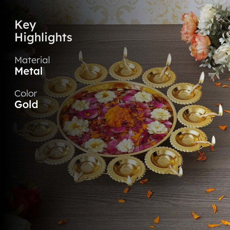 Decorative Urli With Diya Holder media 2