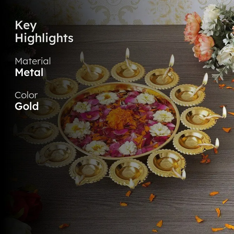 Decorative Urli With Diya Holder media 2
