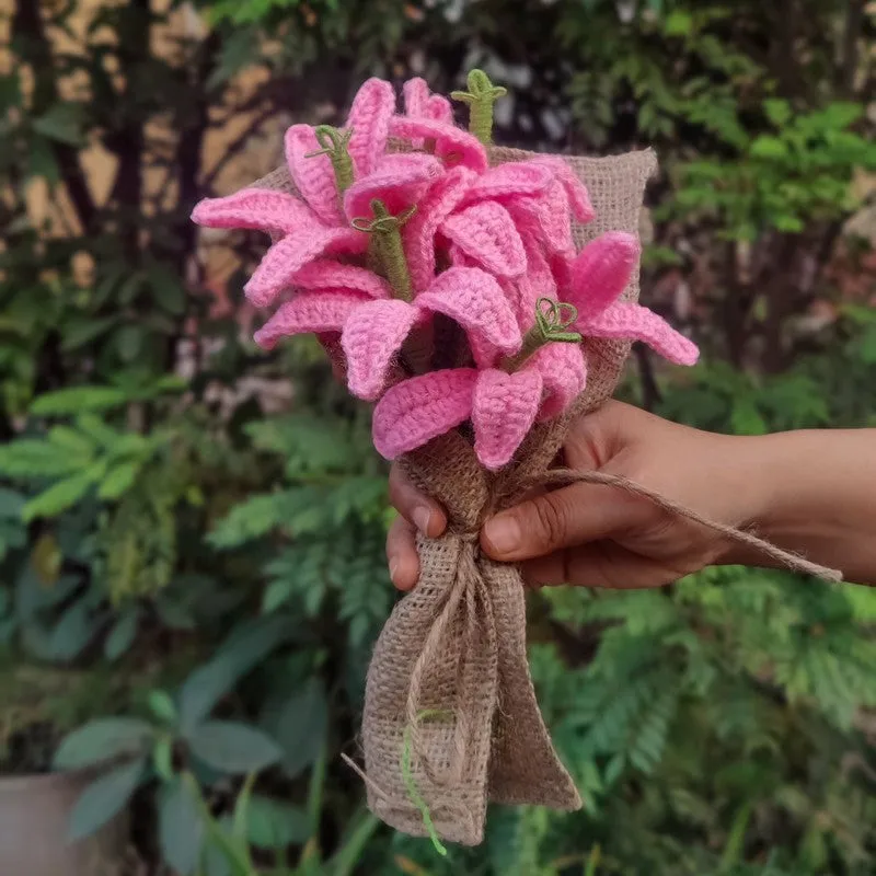 Crochet Handmade Tulip Bouquet (Pink) - Set Of Six media 1