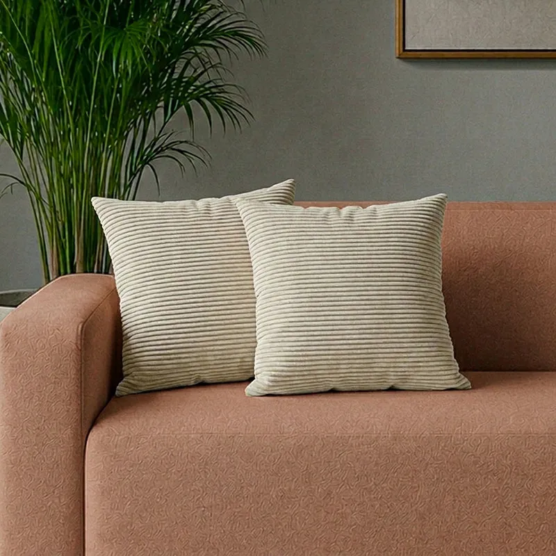 Lost In Lisboa Solid Cotton Cushion Cover (Cream) - Set Of Two - 1