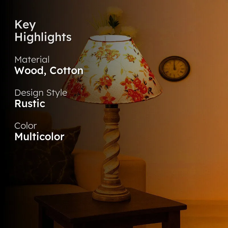 Modera Kavo Floral Wooden Table Lamp - Multicolor media 2