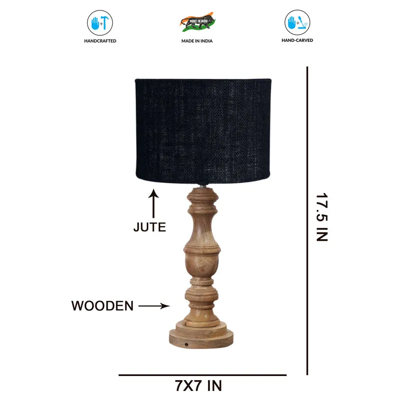 Sienna I Carve Wooden Table Lamp - Black,Brown media 7