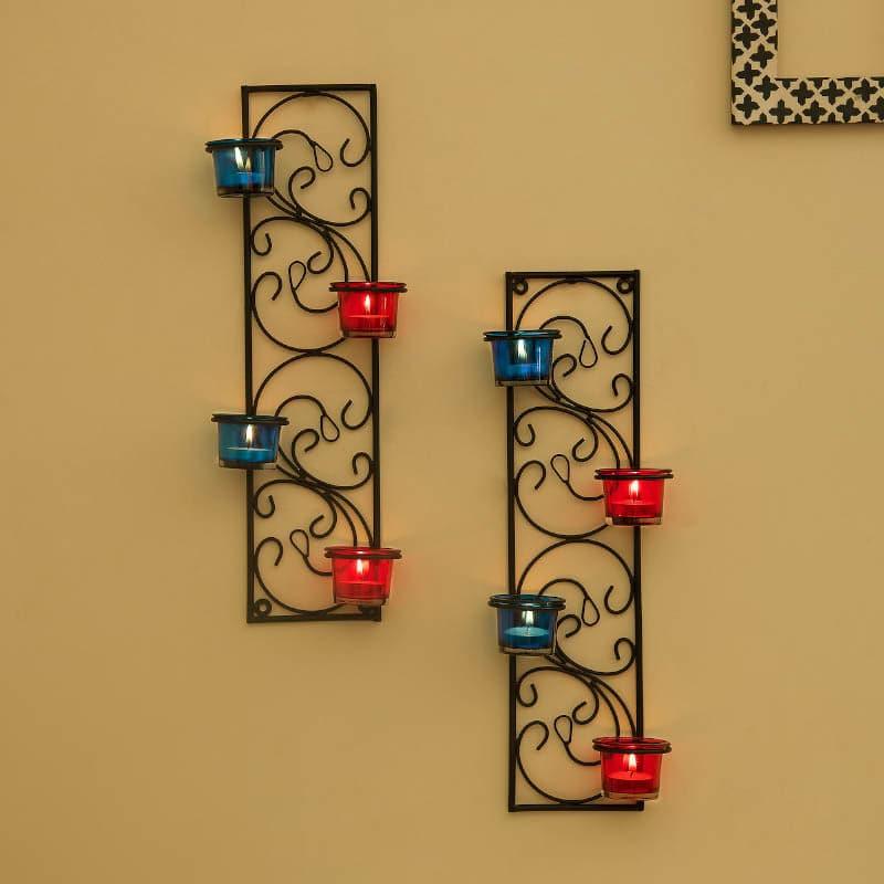 Twisted Luminaire Candle Holder (Blue & Red) - Set Of Two media 3