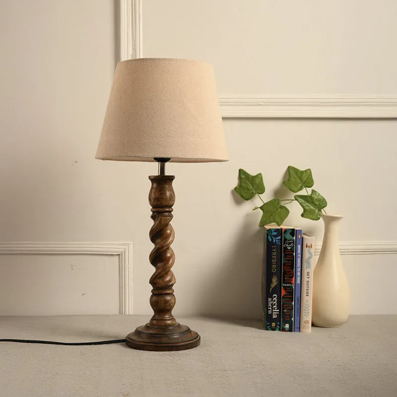 Spira Cone Cotton Table Lamp - Beige,Brown media 2