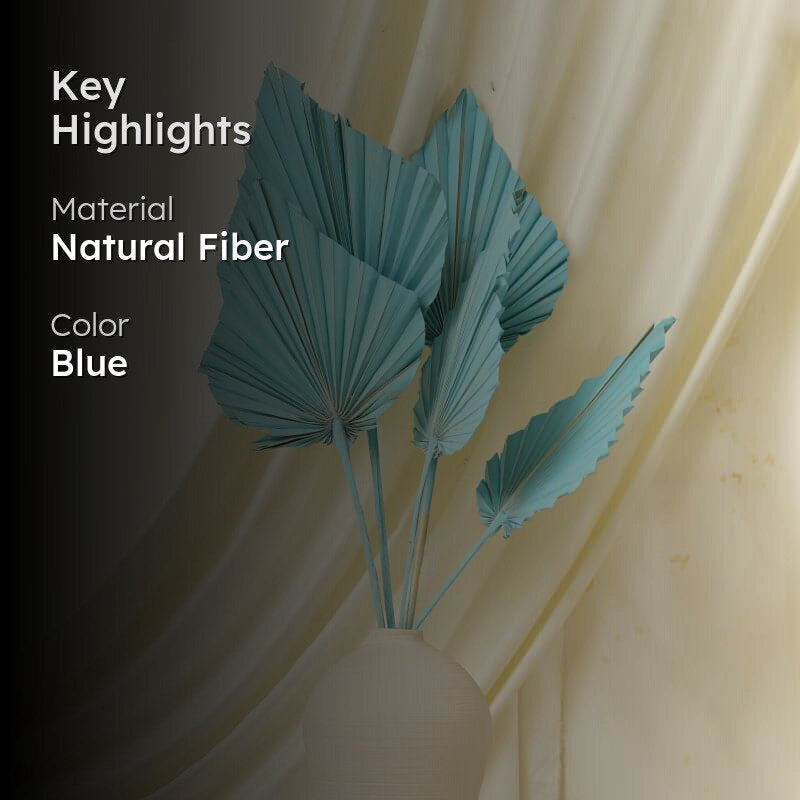 (Blue) Palm Leaf (20 cms) - Set Of Five Stems media 2