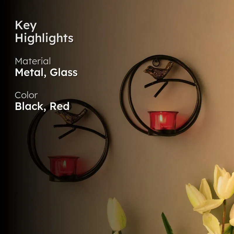 Bird Ring Candle Holder (Red) - Set Of Two media 2
