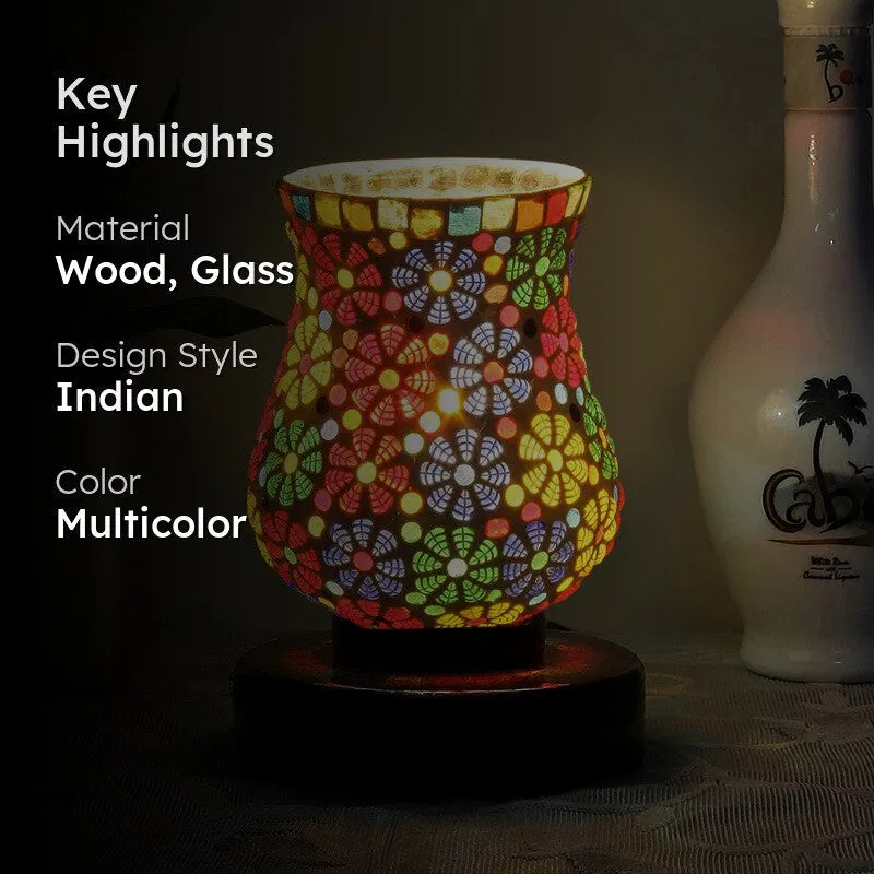 Startrek Mosaic Glass Table Lamp With Wooden Base - Multicolor media 2