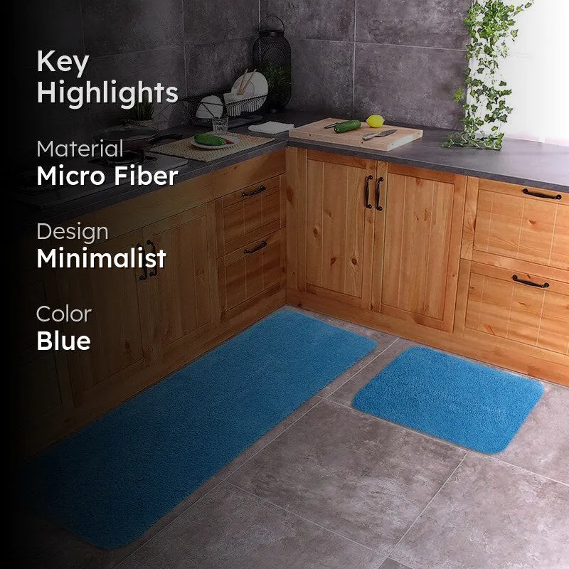 PlushVista Microfiber Kitchen Floor Mats (Blue) - Set of Two media 2