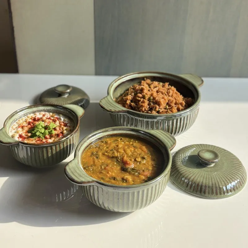 Olive Ceramic Casserole Set - Set of Three media 8