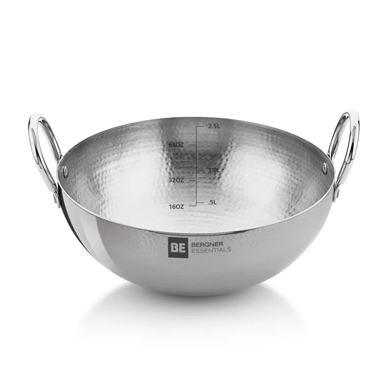 Bergner Stainless Steel Hammered Kadhai - 2000 mL media 7