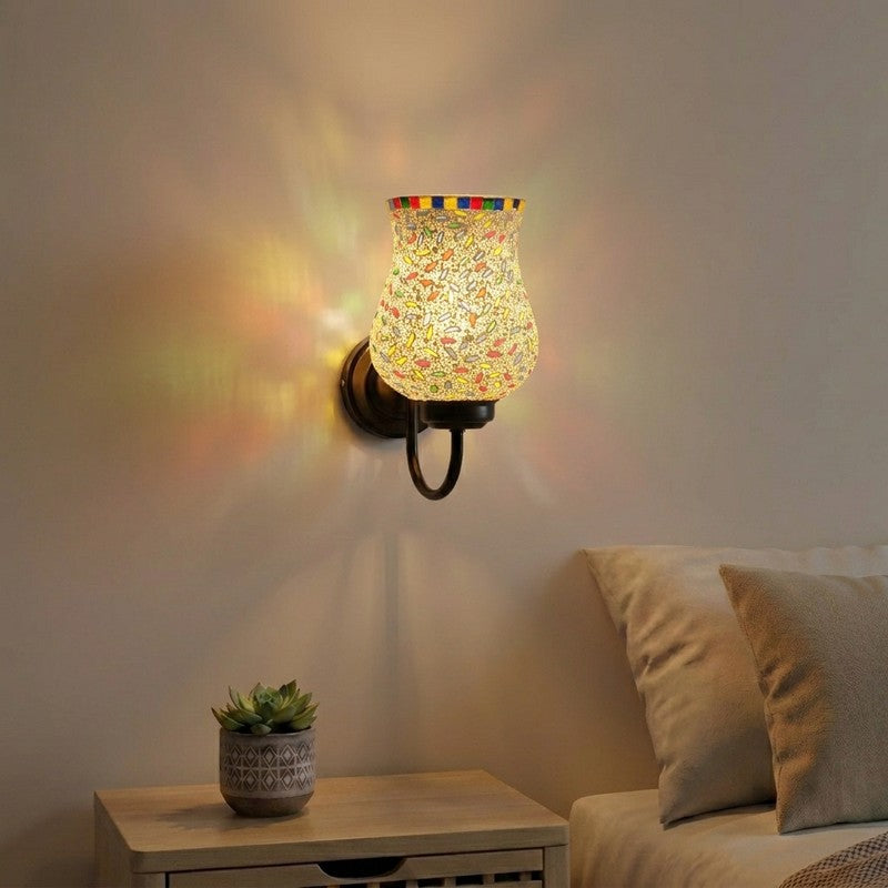 Scattered Bloom Mosaic Glass Wall Lamp - Off White