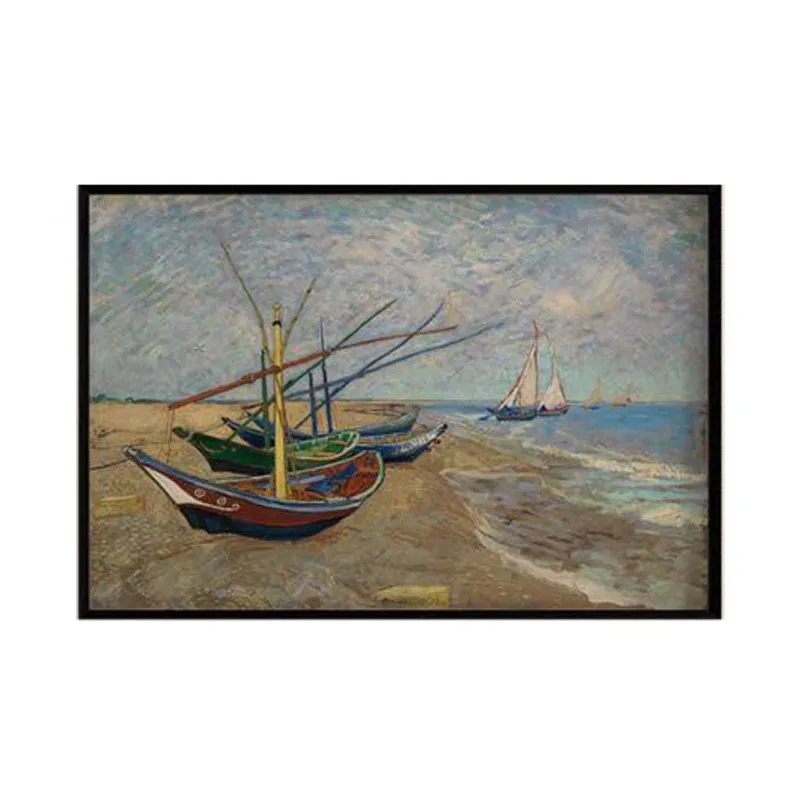 Fishing Boats By Vincent Van Gogh - Black Frame media 6
