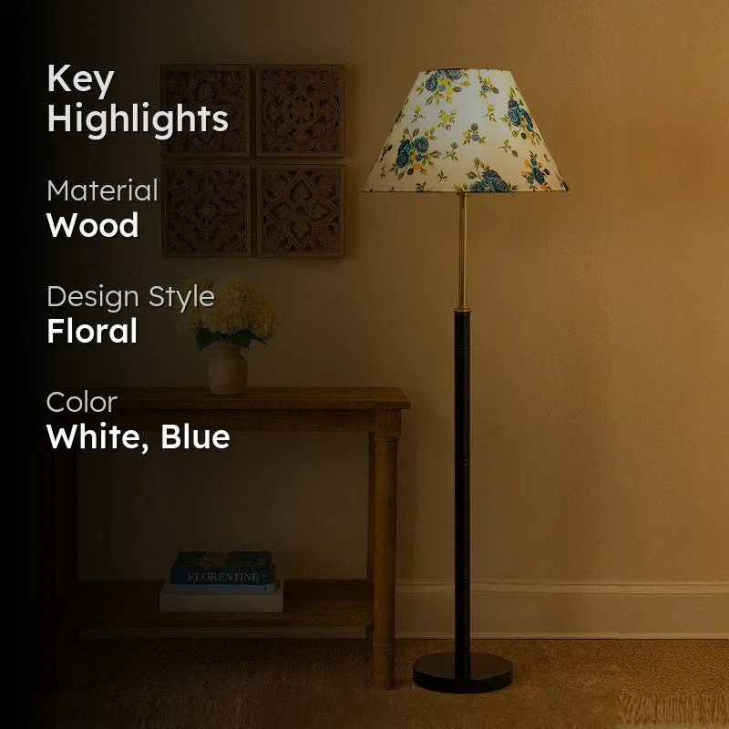 Golden Ray Wooden Floor Lamp - Blue media 2