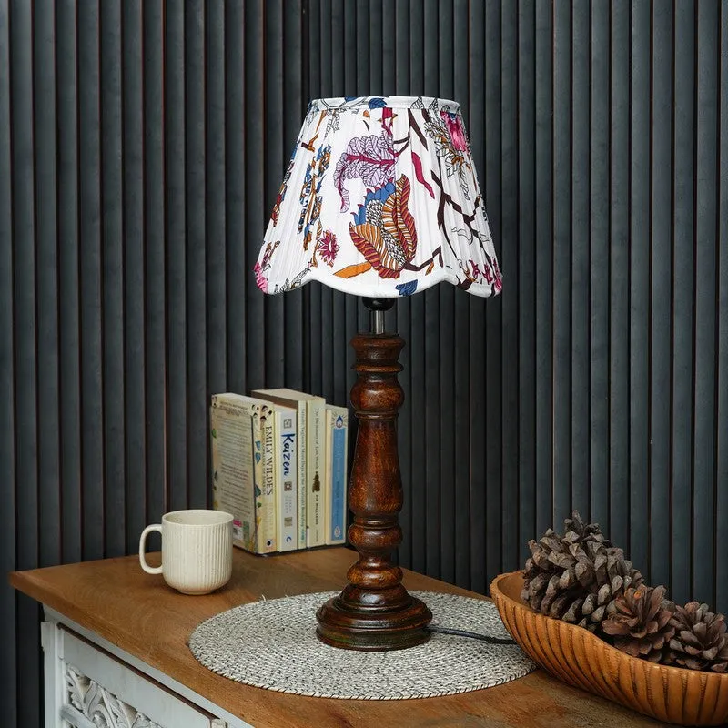 Leafspire Wooden Base Cotton Table Lamp - Multicolor media 3