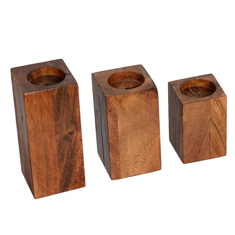Wood & Flame Tea Light Holder - Three Piece Set media 5