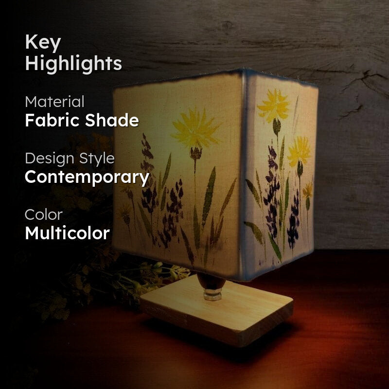 Daylily Bloom Handpainted Fabric Table Lamp - Multicolor media 2
